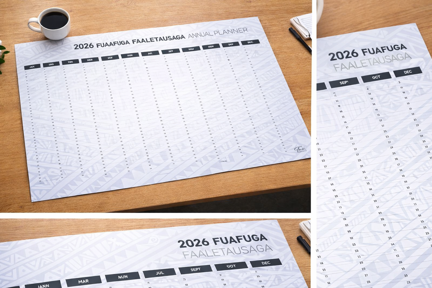 2026 A2 Samoan Wall Planner - Annual Calendar Planner (Unlaminated)