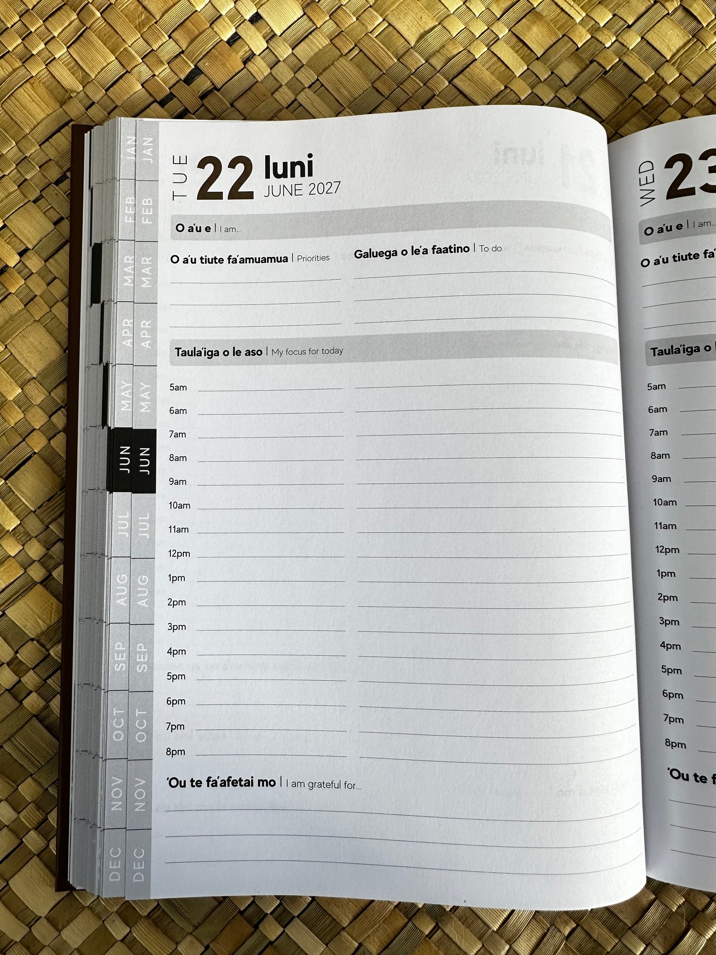 Fuafuaga 27 'Dated' bilingual Samoan Diary