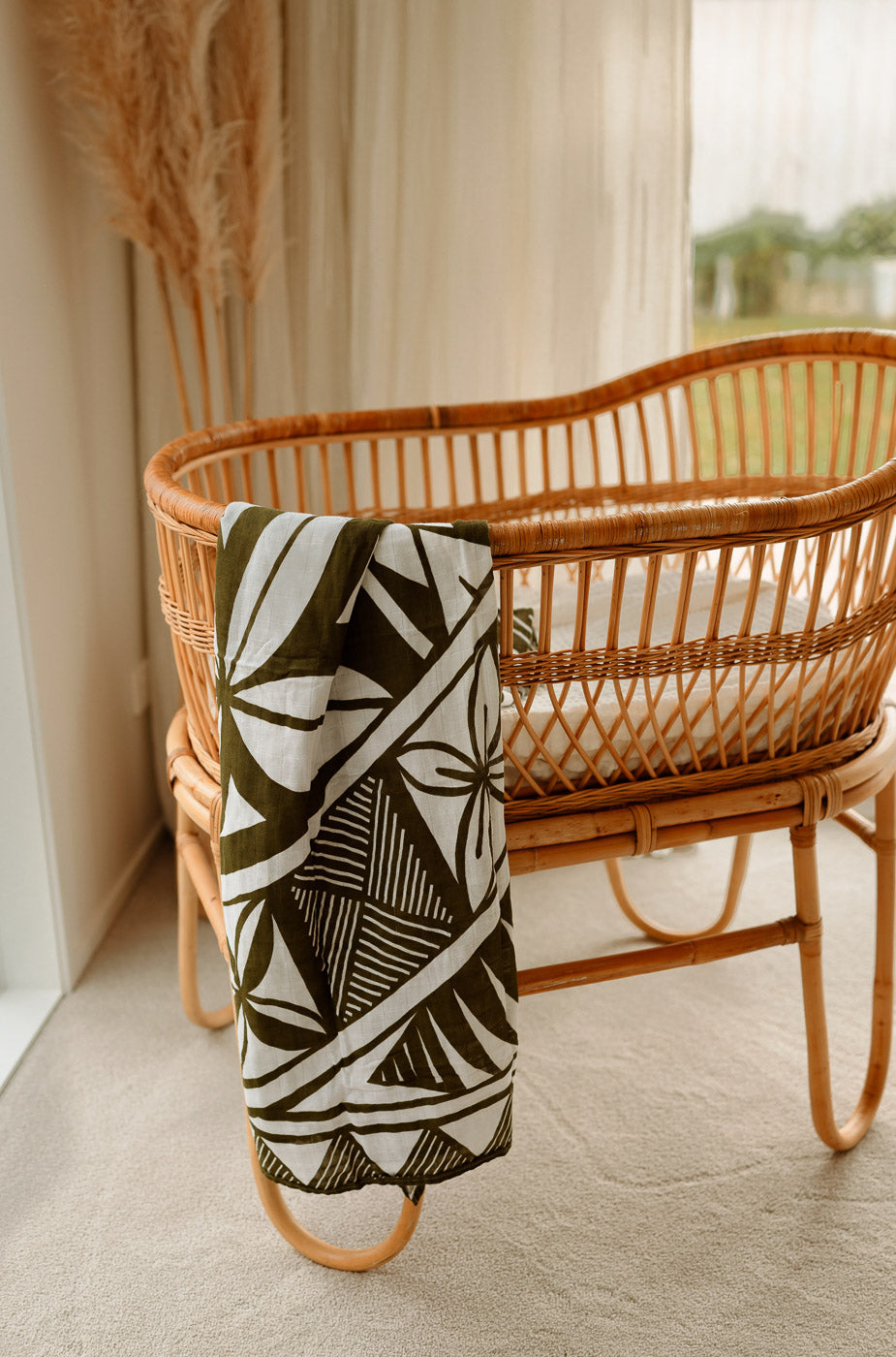 Organic Muslin wrap in Palm Green